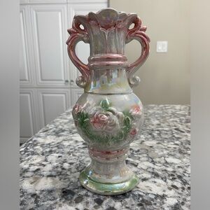 Rare Find Vintage Pearl Opalescent Bud Vase, Iridescent Lustreware Ceramic Vase
